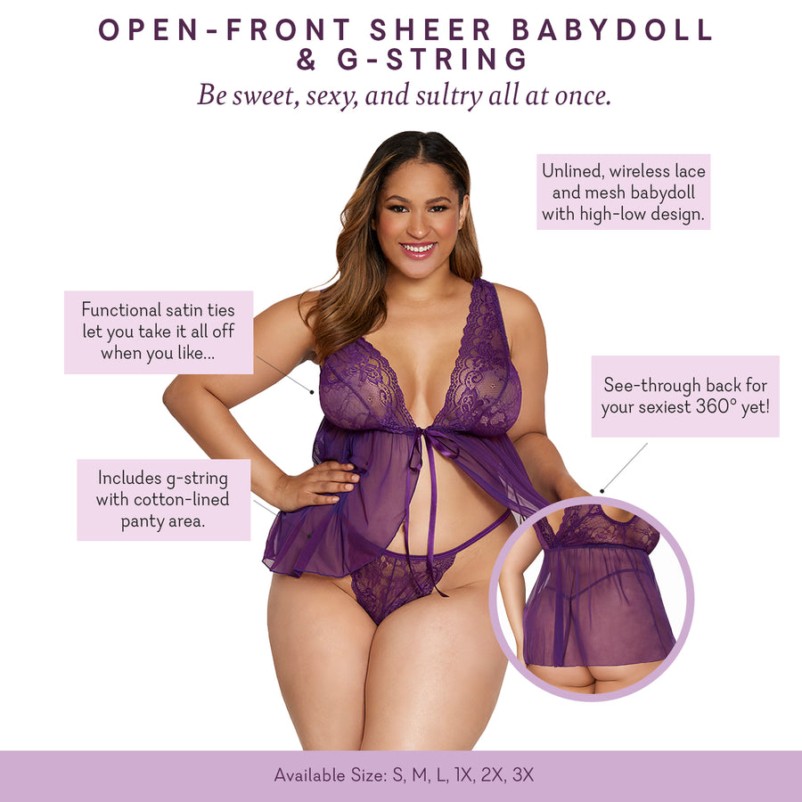 Open-front Sheer Babydoll & G-string